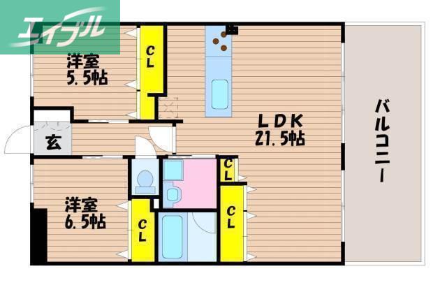 アルファスマート庭瀬駅前(2LDK/10階)の間取り写真