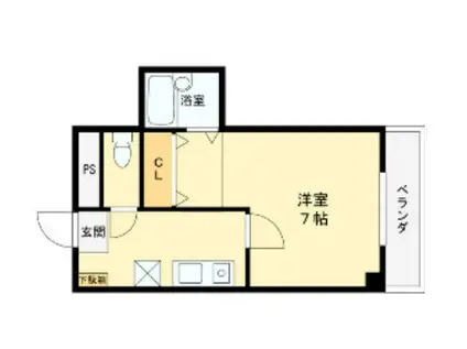 チェリーハイツ宮町(1K/1階)の間取り写真
