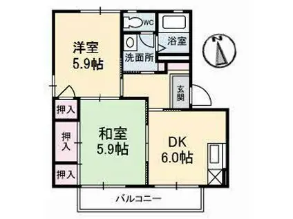 コーポ中的場VIII(2DK/2階)の間取り写真