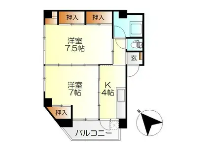 上本ビル(2K/3階)の間取り写真