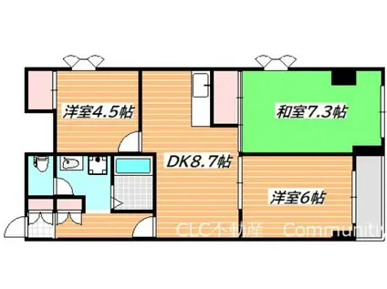 グランベール三号館(3DK/3階)の間取り写真