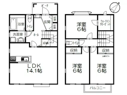 CASA JULIA(2LDK/3階)の間取り写真