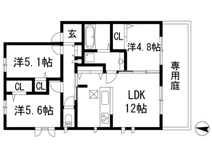 エミネンスA棟(3LDK/1階)の間取り写真