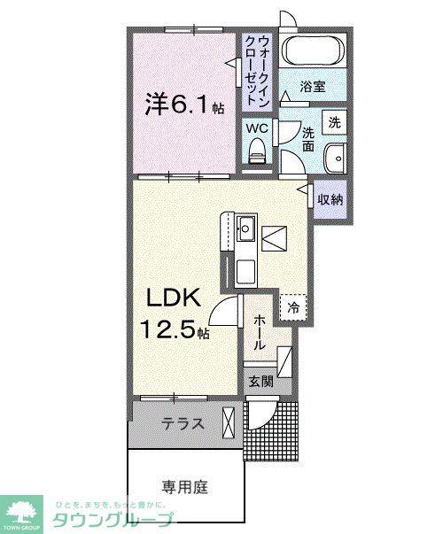カフア テラス(1LDK/1階)の間取り写真