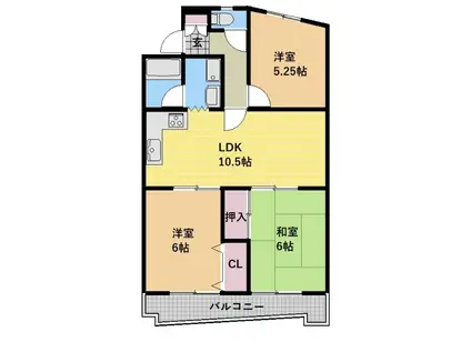 鉄村マンション S棟(3LDK/2階)の間取り写真