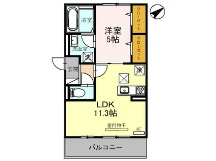 SPARSA(1LDK/1階)の間取り写真