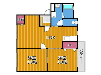 リバーサイド小車3(2LDK/1階)の間取り写真