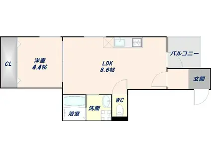 リブレメゾン俊徳道(1LDK/2階)の間取り写真