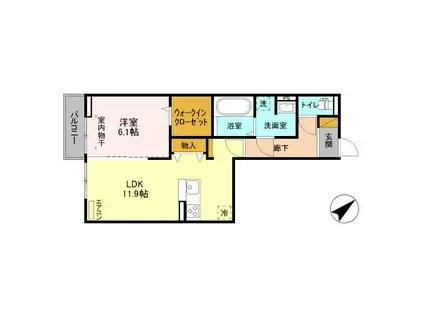 フェリーチェおおたかの森 II(1LDK/3階)の間取り写真