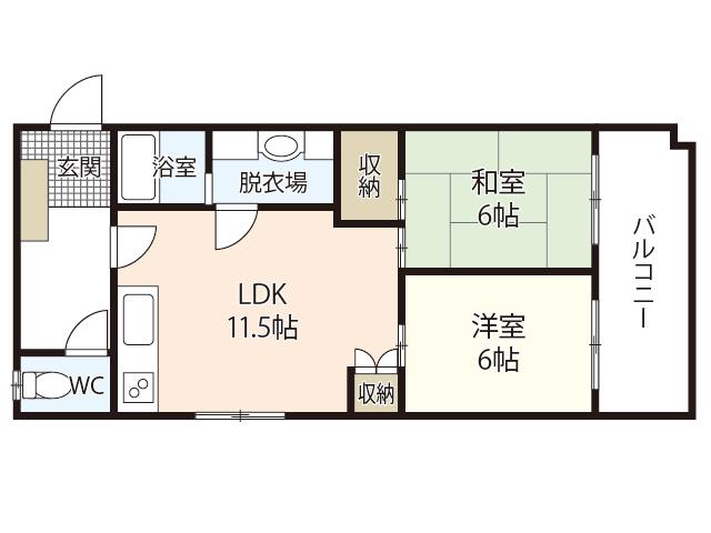 シャトー金口 (2LDK/3階)の間取り写真