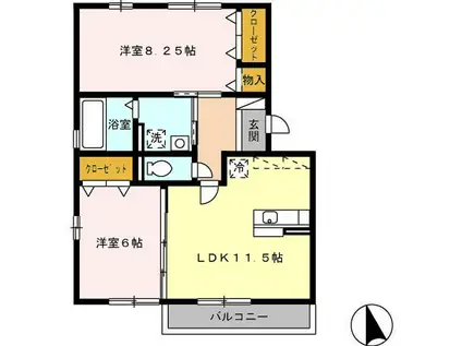 ラフィネ・小田(2LDK/3階)の間取り写真