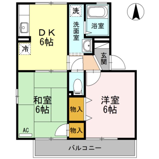 クレールイセキ(2DK/2階)の間取り写真