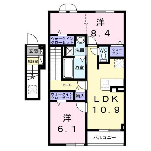 ヴィクトリアガーデン 1(2LDK/2階)の間取り写真