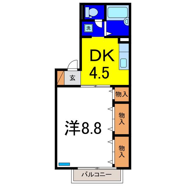 ドミール古川C(1DK/1階)の間取り写真