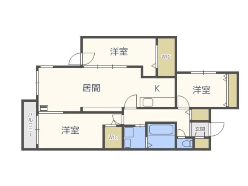 ヴォーネン山鼻ウエスト(3LDK/4階)の間取り写真