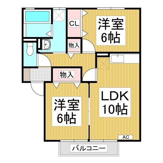 ウィルモア小柴見(2LDK/2階)の間取り写真