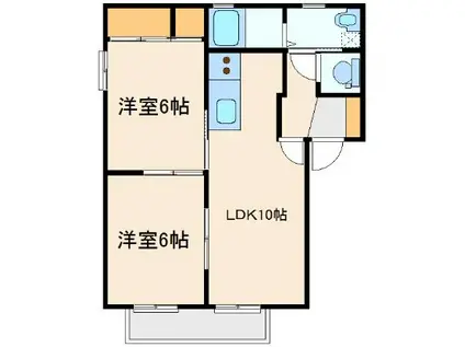 グランドール連取 E(2LDK/2階)の間取り写真
