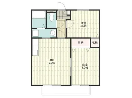 コーポソレジオ(2LDK/1階)の間取り写真