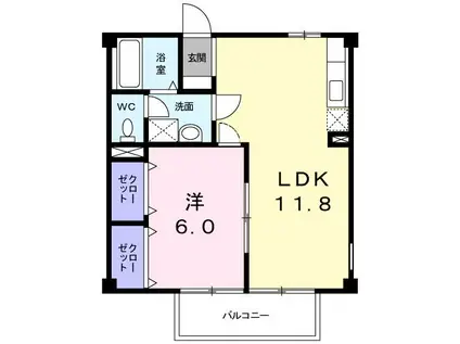 セントラルコーポII(1LDK/1階)の間取り写真