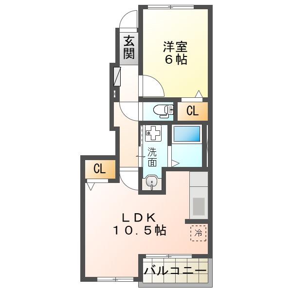 フィオーレ(1LDK/1階)の間取り写真