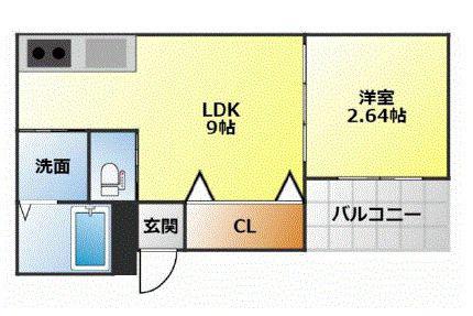 コティ網干(1DK/1階)の間取り写真