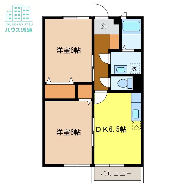 シャルマンHANAMIDOU(2DK/2階)の間取り写真
