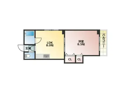 ノースランド菊水(1LDK/4階)の間取り写真