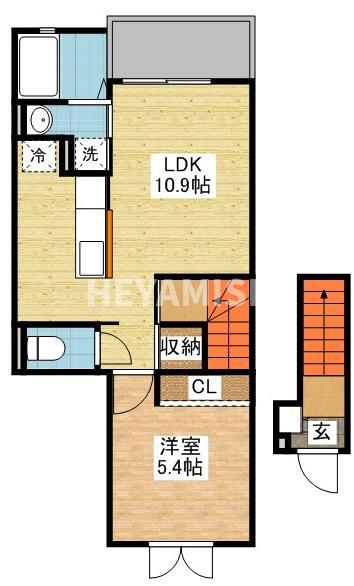インプレス ネクスト(1LDK/2階)の間取り写真