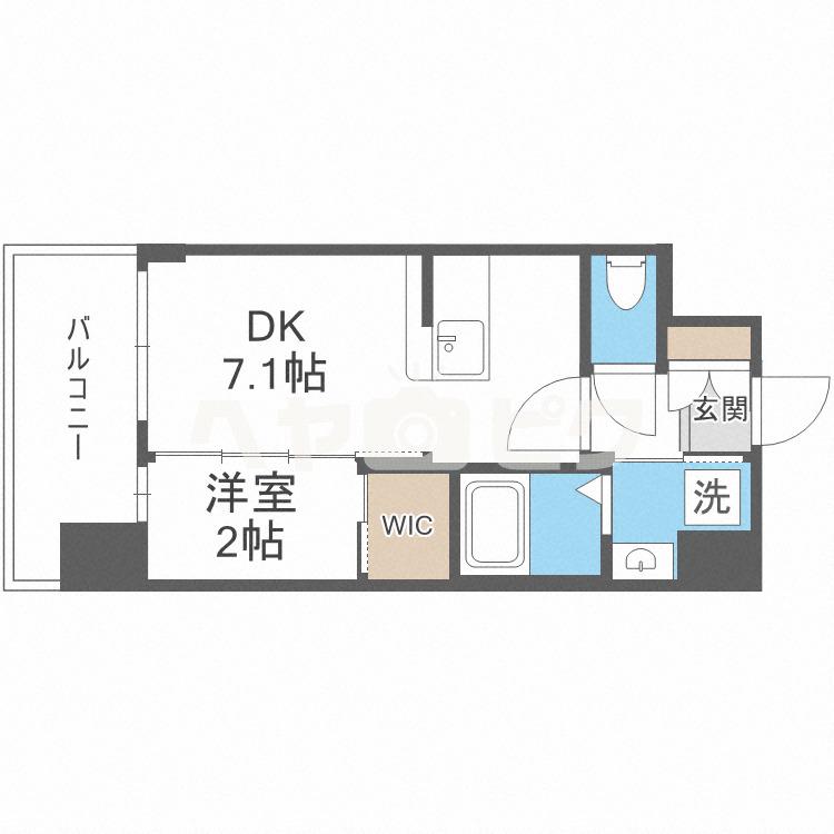 セレニテ難波ミラク壱番館(1DK/2階)の間取り写真