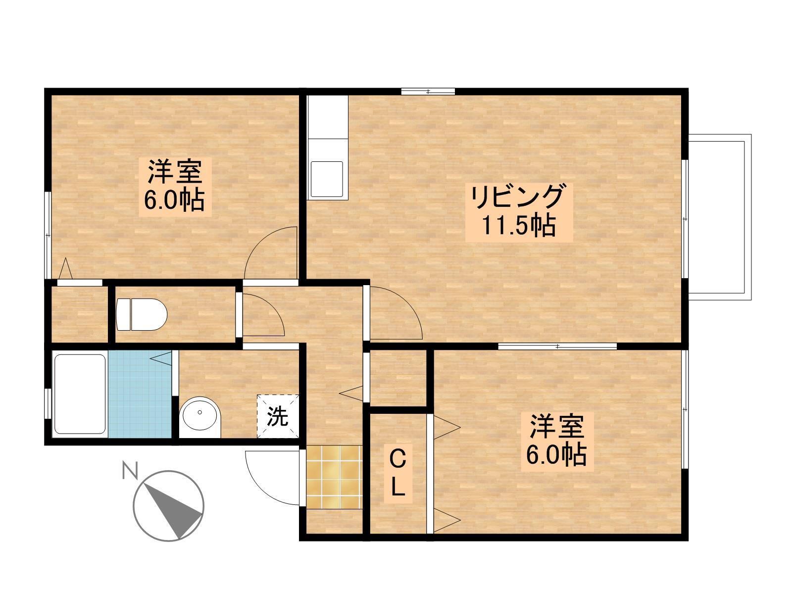 セジュールYMIV(2LDK/1階)の間取り写真
