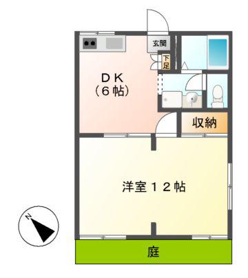 ドミール長久手(1DK/1階)の間取り写真