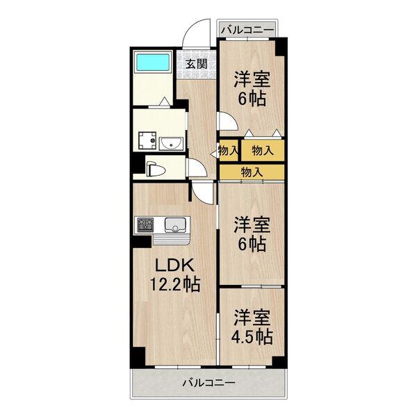 フロレセール南六甲(3LDK/3階)の間取り写真