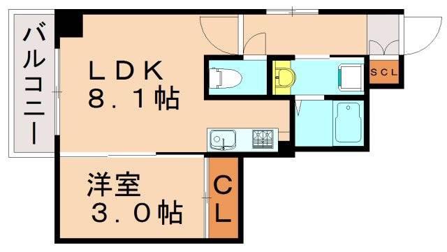 ラフレシーサ博多駅南Ⅵ(1LDK/8階)の間取り写真
