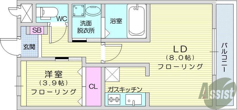 コンフォールそよ風(1LDK/2階)の間取り写真