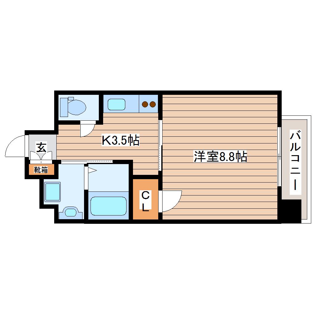 LAVISTA八乙女中央(1K/4階)の間取り写真
