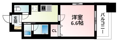 ミッドコート東三国(1K/4階)の間取り写真