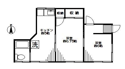 コーポ安念(2K/1階)の間取り写真
