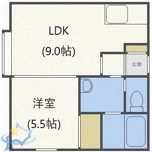 シティハウス発寒南(1LDK/1階)の間取り写真