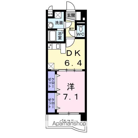 サン・プラシード(1DK/1階)の間取り写真