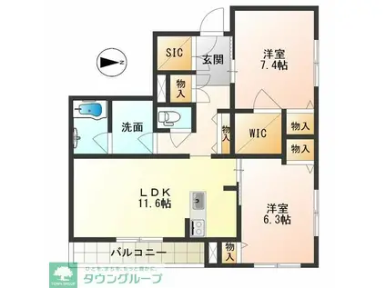 K&Yみやまち(2LDK/3階)の間取り写真