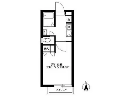 クレール豊島園(1K/2階)の間取り写真