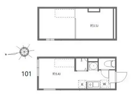 ブリスガーデン(ワンルーム/1階)の間取り写真