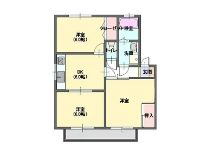 サンパレスF棟(3DK/2階)の間取り写真