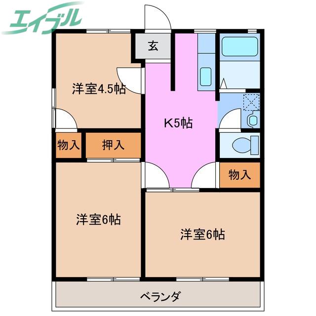 BAYCOURT C棟(3K/2階)の間取り写真