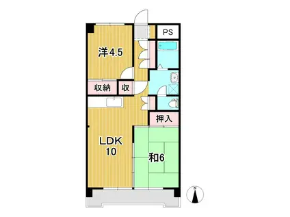 キタミビルA(2LDK/2階)の間取り写真