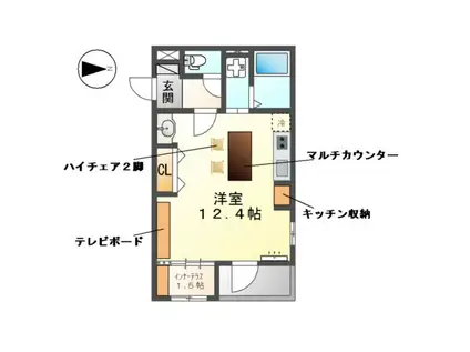 トウリ ルームズ徳川東(ワンルーム/3階)の間取り写真