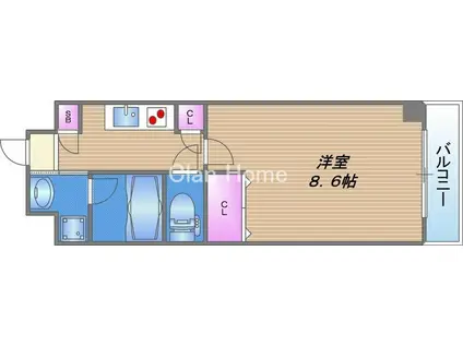 EXE大阪城東(1K/4階)の間取り写真