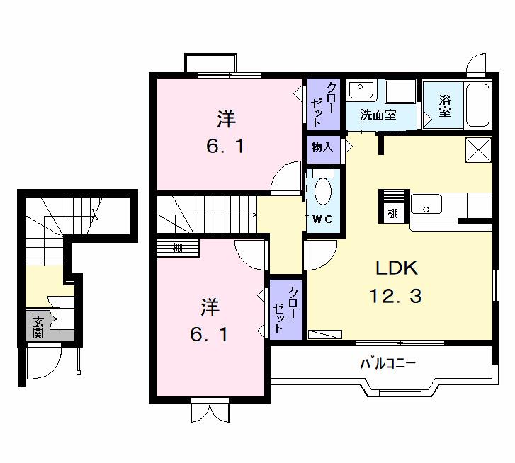 サンガーデン(2LDK/2階)の間取り写真