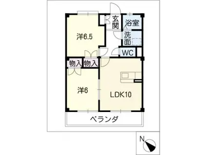 サントピア21 B棟(2LDK/2階)の間取り写真