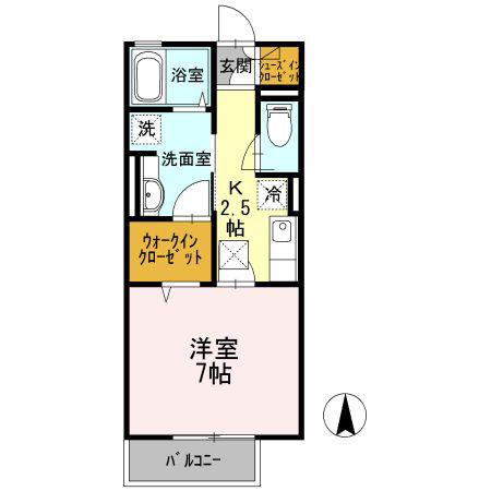 WITH湘南A(1K/1階)の間取り写真